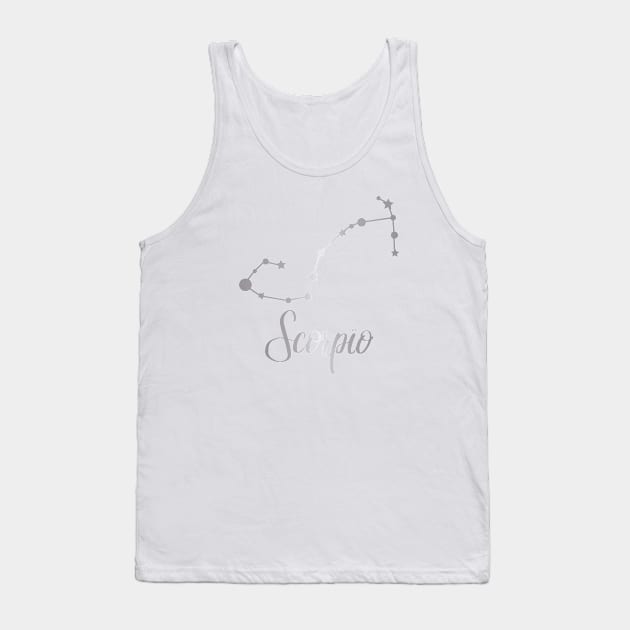 Scorpio Zodiac Constellation in Silver Tank Top by Kelly Gigi